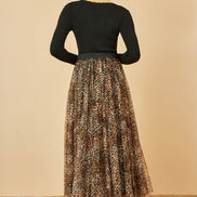 Yumi Brown Leopard Mesh Tulle Skirt