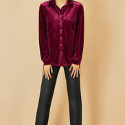 Yumi Burgundy Velvet Relaxed Fit Shirt