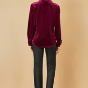 Yumi Burgundy Velvet Relaxed Fit Shirt