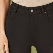 Yumi Black Stretch Canvas Wide Leg High Waist Jeans