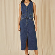 Yumi Blue Denim Stretch Waistcoat
