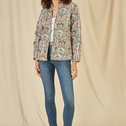 Yumi Pink Floral Print Reversible Cotton Quilted Jacket