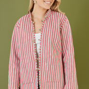 Yumi Stone Floral Print Reversible Cotton Quilted Jacket