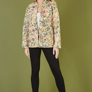 Yumi Stone Floral Print Reversible Cotton Quilted Jacket