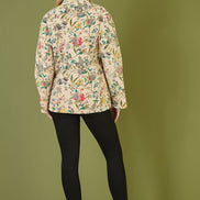 Yumi Stone Floral Print Reversible Cotton Quilted Jacket