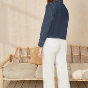 Yumi Blue Denim Jacket with Patch Pockets