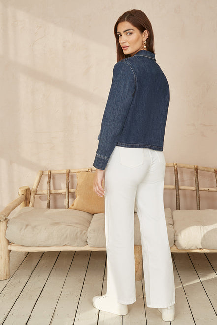 Yumi Blue Denim Jacket with Patch Pockets