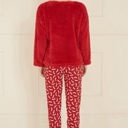 Yumi Red Pyjamas With Fleece Top And Dachshund Print Trousers