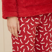 Yumi Red Pyjamas With Fleece Top And Dachshund Print Trousers