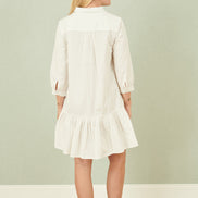 Yumi White Cotton Flower Tunic Dress