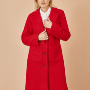 Yumi Red Boucle Long Line Coat