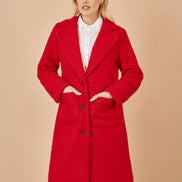 Yumi Red Boucle Long Line Coat