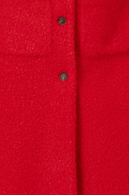 Yumi Red Boucle Long Line Coat
