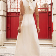 Yumi Ivory Flower Halter Neck Maxi Dress