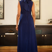 Yumi Navy Flower Halter Neck Maxi Dress