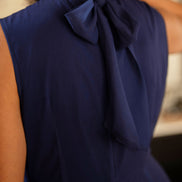 Yumi Navy Flower Halter Neck Maxi Dress