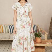 Yumi White Floral Broderie Anglaise Wrap Midi Dress