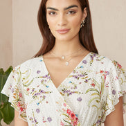 Yumi White Floral Broderie Anglaise Wrap Midi Dress