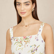 Yumi White Floral Broderie Anglaise Midi Sun Dress