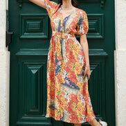 Yumi Multicolour Floral Patchwork Print Midi Shirt Dress