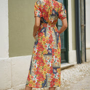 Yumi Multicolour Floral Patchwork Print Midi Shirt Dress