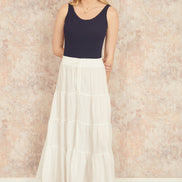 Yumi White Midi Boho Skirt