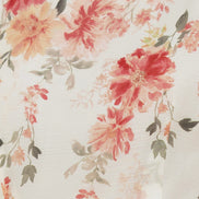 Yumi White Mirror Floral Design Pleated Midi Dress