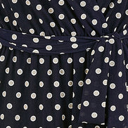Yumi Navy Dot Print Mesh Stretch Midi Skater Dress
