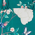 Yumi Green Mesh Bird and Floral Print Midi Dress with Ruffles