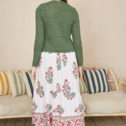 Yumi Green Crochet Tie Front Cardigan