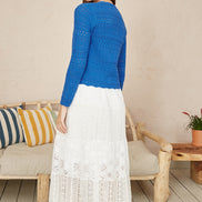 Yumi Blue Crochet Tie Front Cardigan