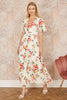 Yumi Ivory Floral Mesh Tiered Maxi Dress