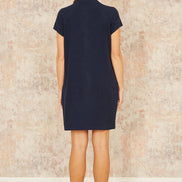 Yumi Navy Viscose Zip Tunic Dress