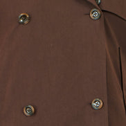 Yumi Brown Cropped Trench Coat With Check Lining