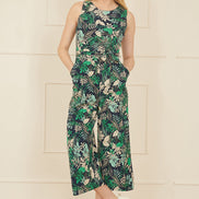Yumi Green Leaf Culotte Jumpsuit