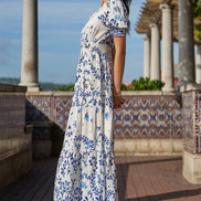 Yumi White Border Print Maxi Dress