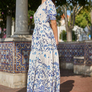 Yumi White Border Print Maxi Dress