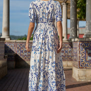 Yumi White Border Print Maxi Dress