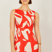 Yumi Orange Abstract Maxi Dress With Tie Back