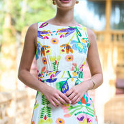Yumi Multicolour Abstract Flower Maxi Dress With Tie Back