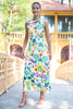 Yumi Multicolour Abstract Flower Maxi Dress With Tie Back