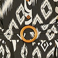 Yumi Black Abstract Geo Print Relaxed Midi Shirt Dress with Belt