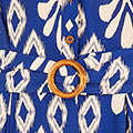 Yumi Blue Abstract Geo Print Relaxed Midi Shirt Dress with Belt