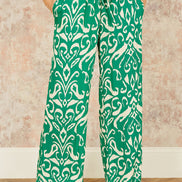 Yumi Green Ikat Print Relaxed Fit Trousers