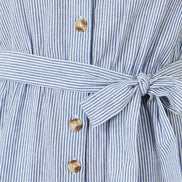 Yumi Blue Cotton Stripe Button Through Jumpsuit