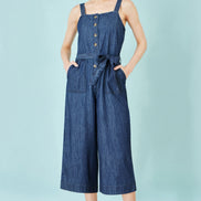 Yumi Blue Chambray Button Through Jumpsuit
