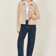 Yumi Beige Canvas Jacket with Patch Pockets