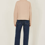 Yumi Beige Canvas Jacket with Patch Pockets