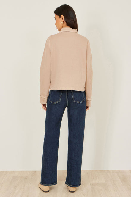 Yumi Beige Canvas Jacket with Patch Pockets