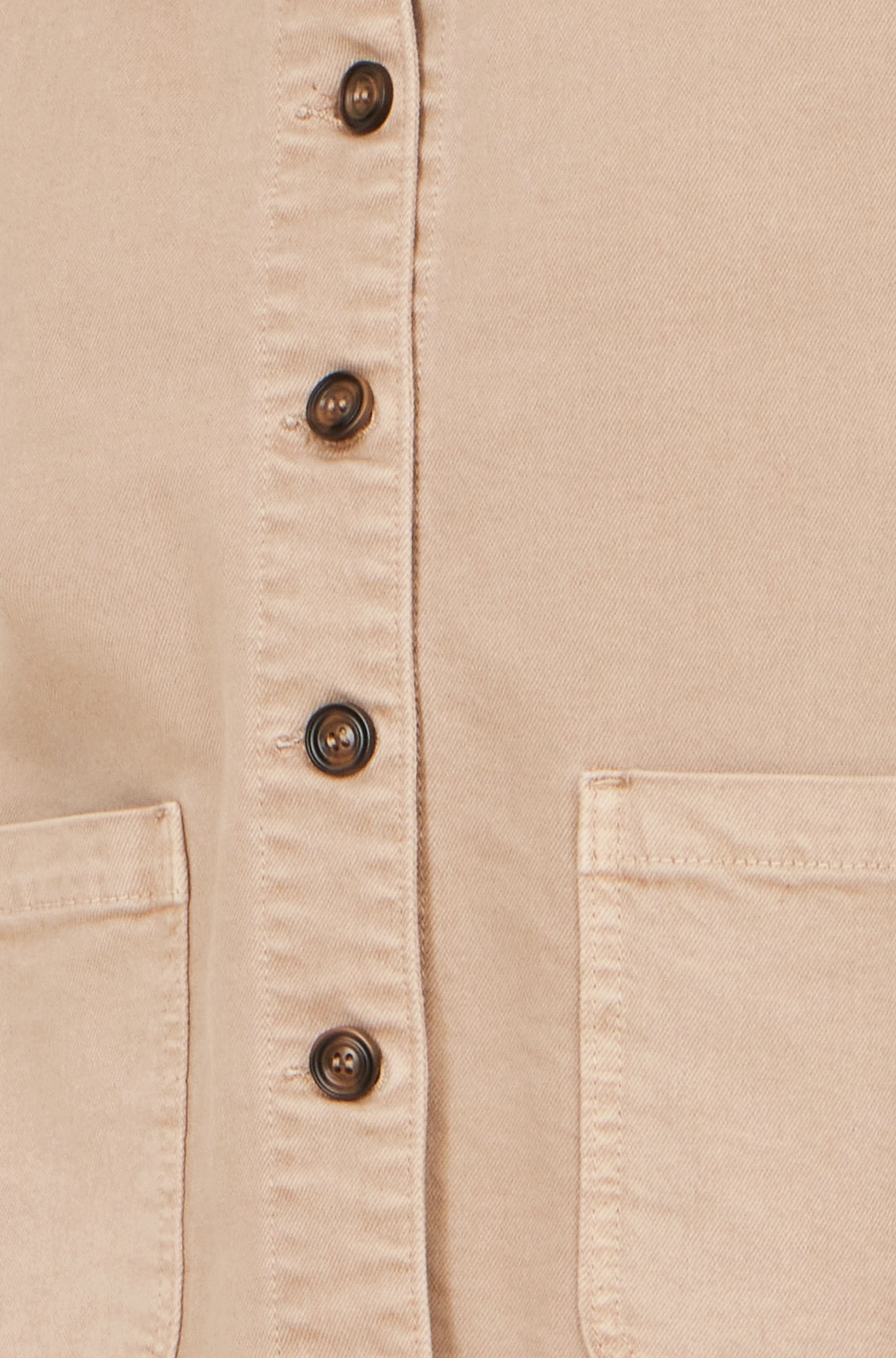 Yumi Beige Canvas Jacket with Patch Pockets